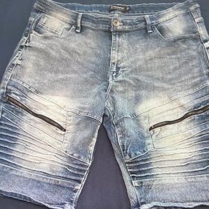 South Pole Est. Mcmxci Men’s 38 Denim Slim Short Zip And Pledted Jeans Blue